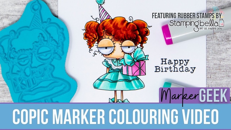 Copic Marker Colouring Mini Oddball has a Present Stamping Bella Rubber