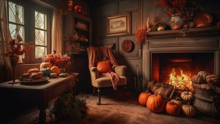 Cozy Fireplace Ambience: Crackling Fireplace, Heavy Rain Ambience | Fall Ambience | Fall Fireplace