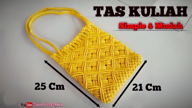 Cara membuat tas dari tali kur DIY TAS KULIAH, SEKOLAH, , Tas tali kur ukuran besar, , Macrame