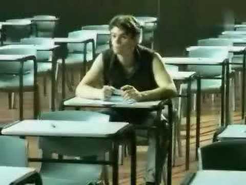 Funny student at exam