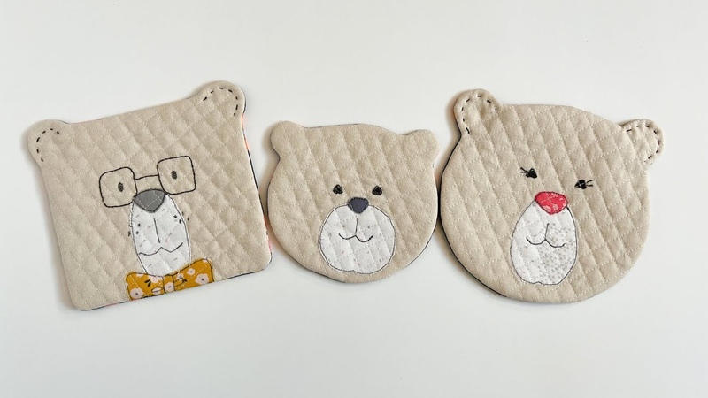 How to sew Bear Family Coasters, Beginner friendly Coaster DIY , Holiday Gift