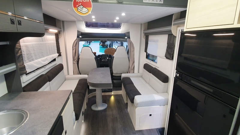 Motorhome with rear bathroom and enormous seating area. Chausson 640 Titanium VIP. Quick