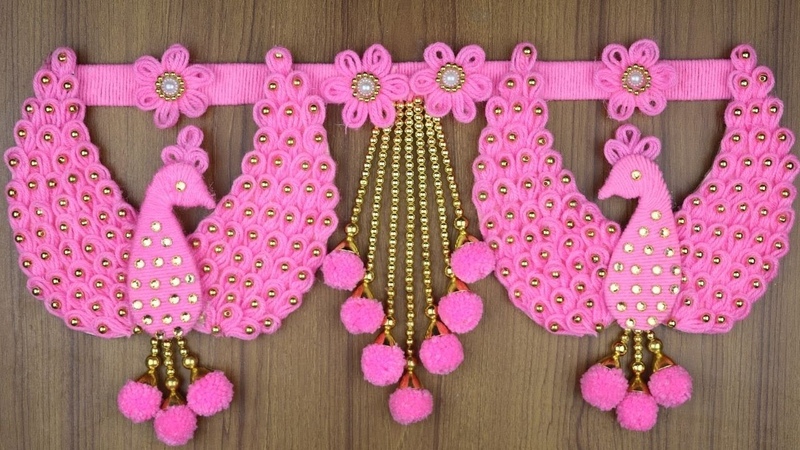 Amazing Peacock Design Woolen Wall Hanging For Home Decor Woolen Craft Idea Woolen art and