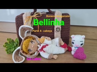 Bellinha- cabeça, cabelo e rosto- boneca amigurumi articulada,  sem costura- crochê- artesanato