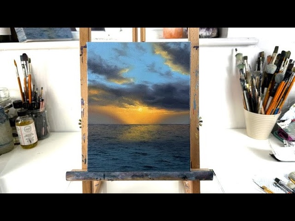 How To Paint An Ocean Sunset Oil Painting, , Seascape Painting, ,