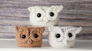 BUHO MINI MACETA TEJIDO A CROCHET