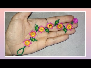 FLOWER BRACELET MAKİNG/Huichol tekniği çiçek bileklik yapımı/#jewelrymaking