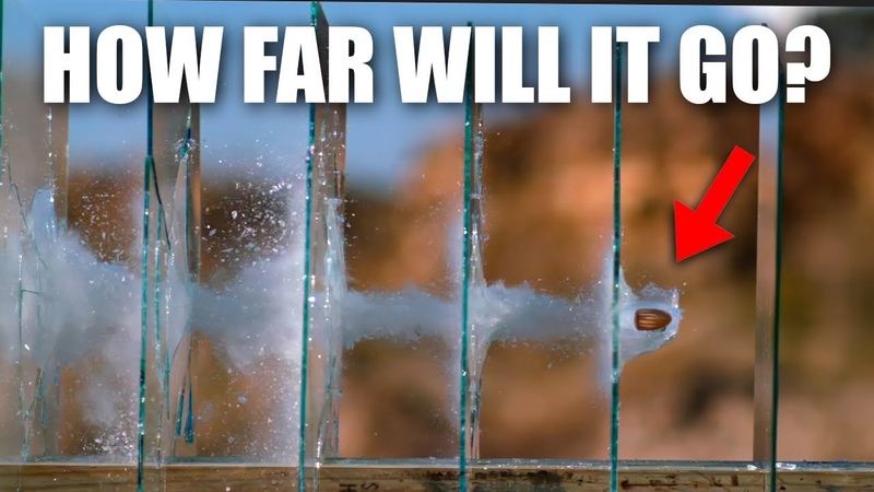 How Many Glass Panes Will a Bullet Go Through The Slow Mo