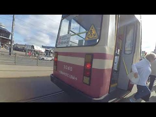 Трамвай 5040 по 47, одну остановку к Пионерской СПб 13-: ЛВС-86К 5040 по №47 ()